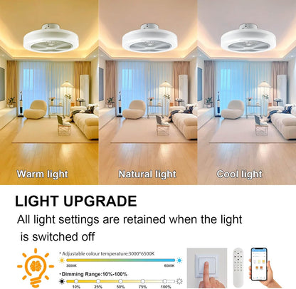 30W 50cm LED Ceiling Light with Fan,RGB Super Bright Lights，Bluetooth Music Speaker,Remote Control and APP,Adjustable Wind Speed and Light,3000k-6500k,Modern Ceiling Light for Bedroom,Living Room