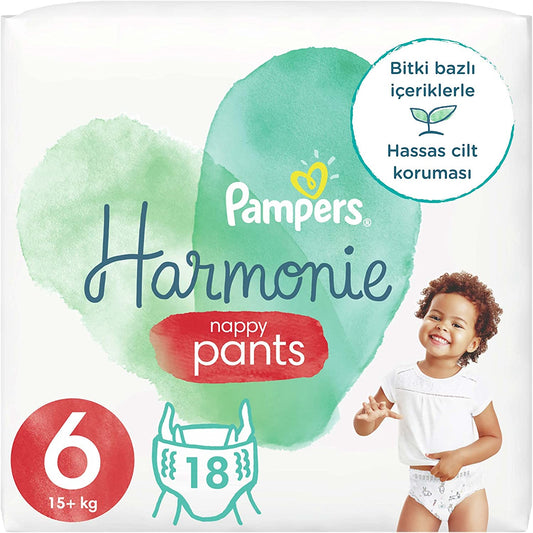 Pampers Harmonie (Pure) Nappy Pants, Size 6, 15+ kg, 18 pieces