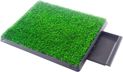 Dog Pee Grass Pad with Tray，Artificial Pet Grass Indoor Dog Potty Pet Potty Training Pads Pet Turf Outdoor Supplies Portable Bathroom, Green, 25x20x2.5inch