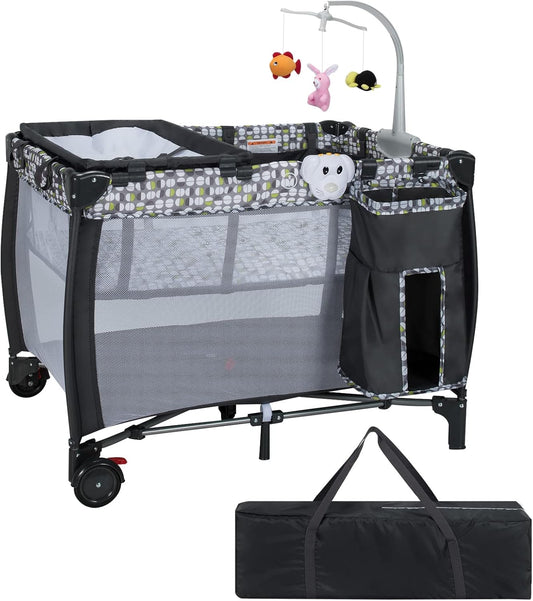 3 in 1 Baby Playard, Convertible Playpen Baby Bassinet w/ Changing Table, Grey