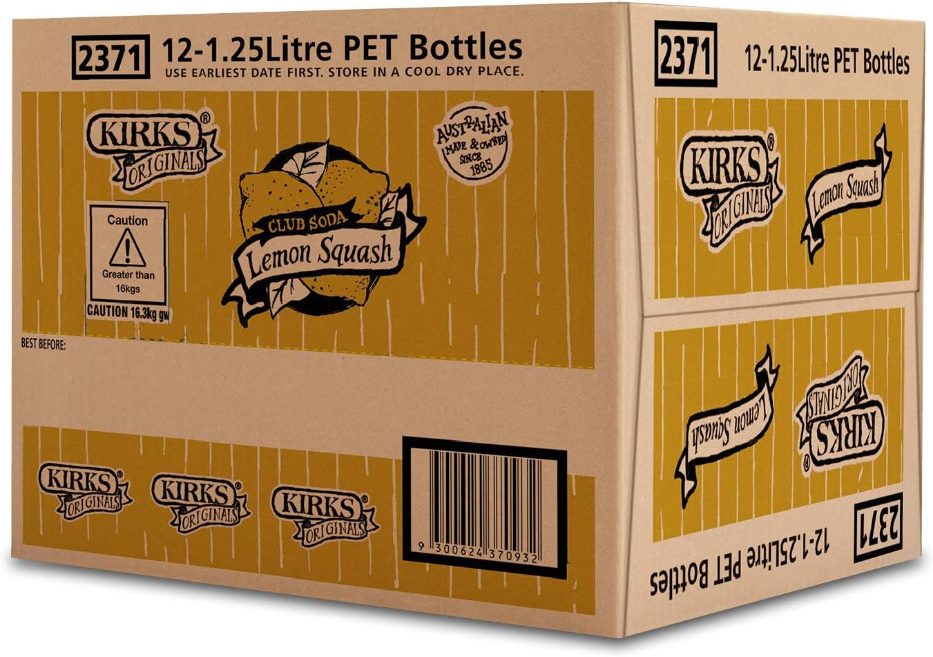 Kirks Lemon Squash Flavoured Soft Drink Multipack Bottles 12 x 1.25L