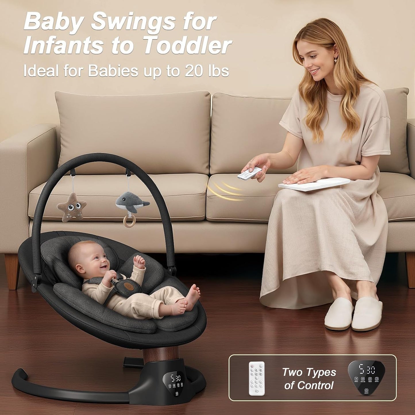 Baby Swings for Infants, BabyGlide Electric Baby Swing with Bluetooth Music