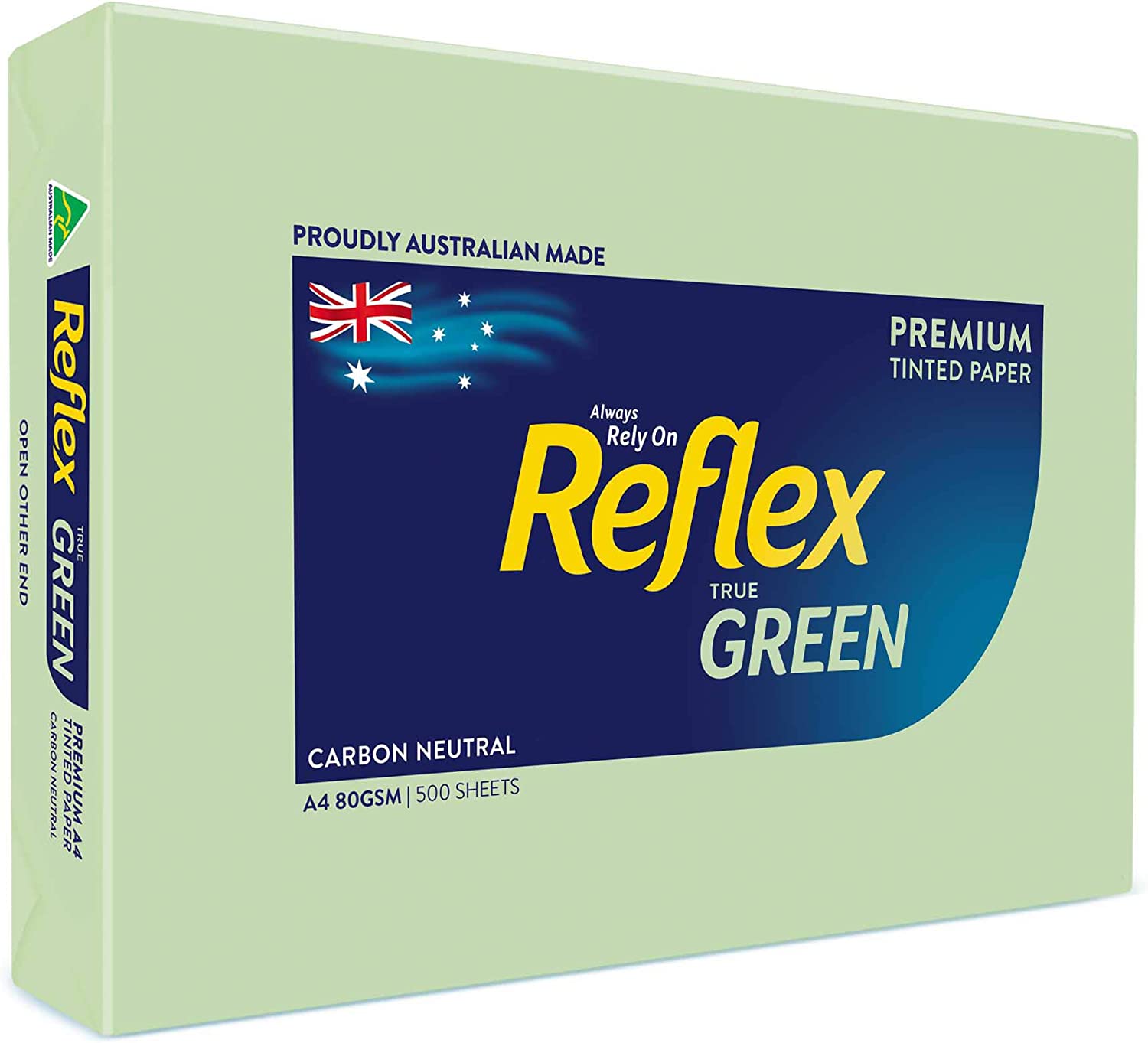 Reflex Australian Made Coloured Paper Reflex Green A4, 80g, 500 Sheets ...