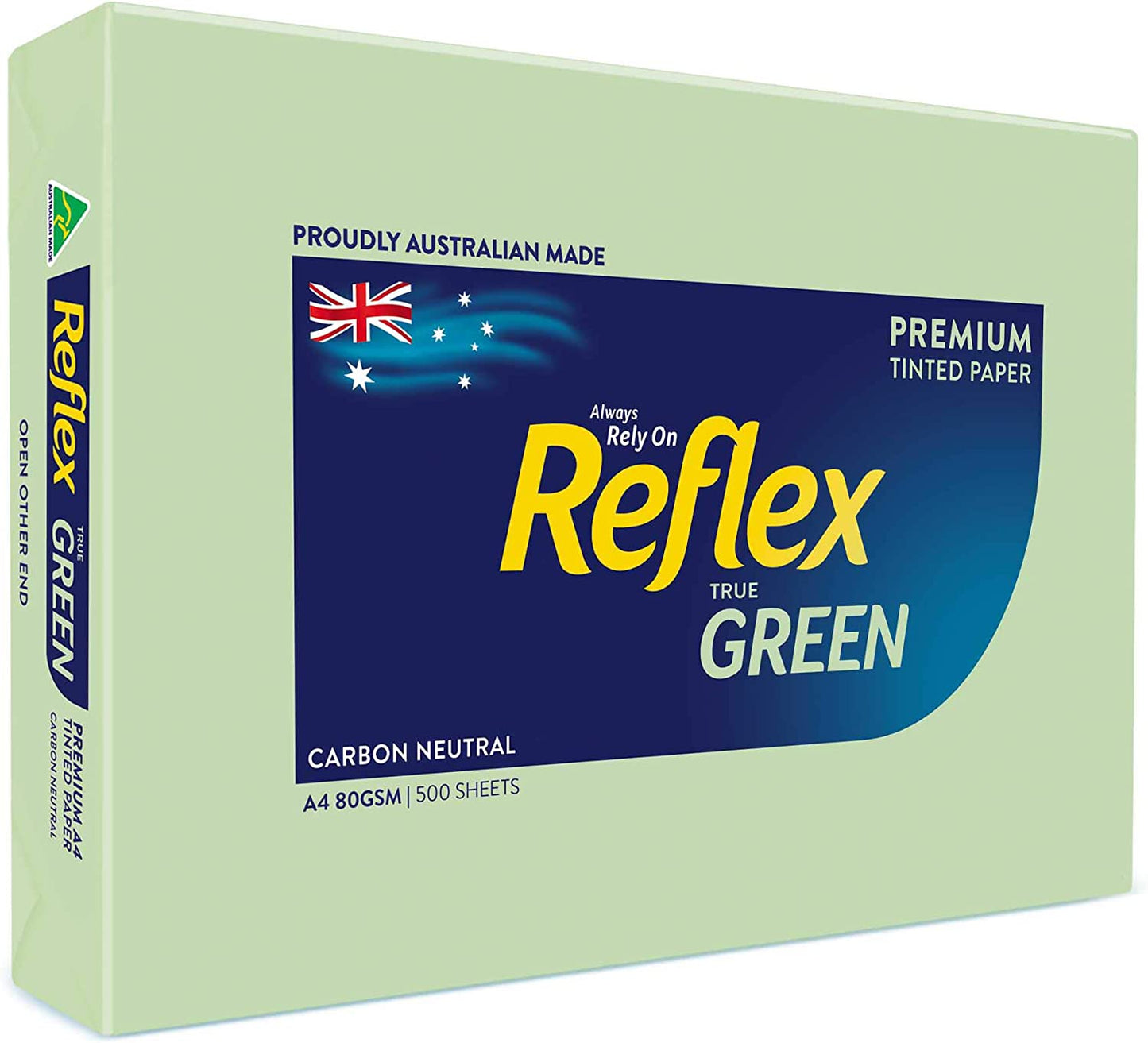 Reflex Australian Made Coloured Paper Reflex Green A4, 80g, 500 Sheets