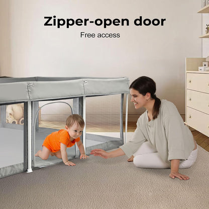 Bopeep Kids Playpen, Foldable Baby Fence, Toddler Play Yards for Indoor & Outdoor, Grey (120cm x 180cm x 65cm)