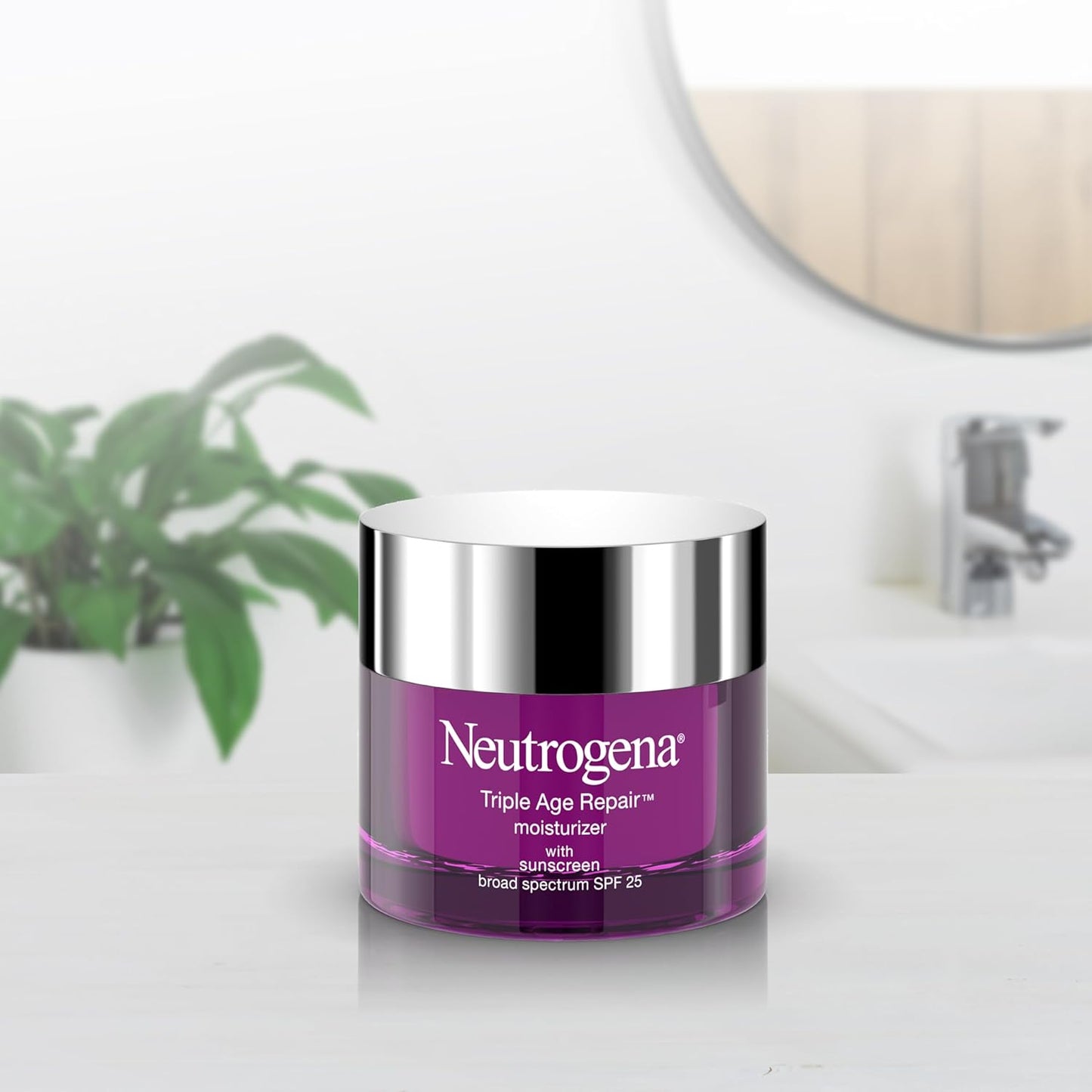 Neutrogena Triple Age Repair Anti-Aging Daily Facial Moisturizer with SPF 25 Sunscreen & Vitamin C, Firming Anti-Wrinkle Face & Neck Cream for Dark