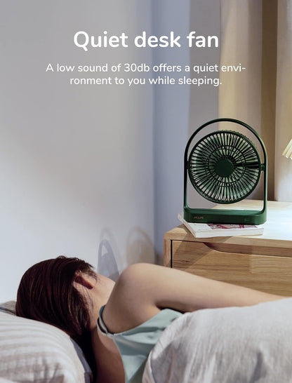 JISULIFE Desk Fan, Small Personal USB Desktop Fan with 4 Speeds, Quiet Operation Mini  for Home Desktop Office Table Bedroom, Strong Wind, 330°Rotate