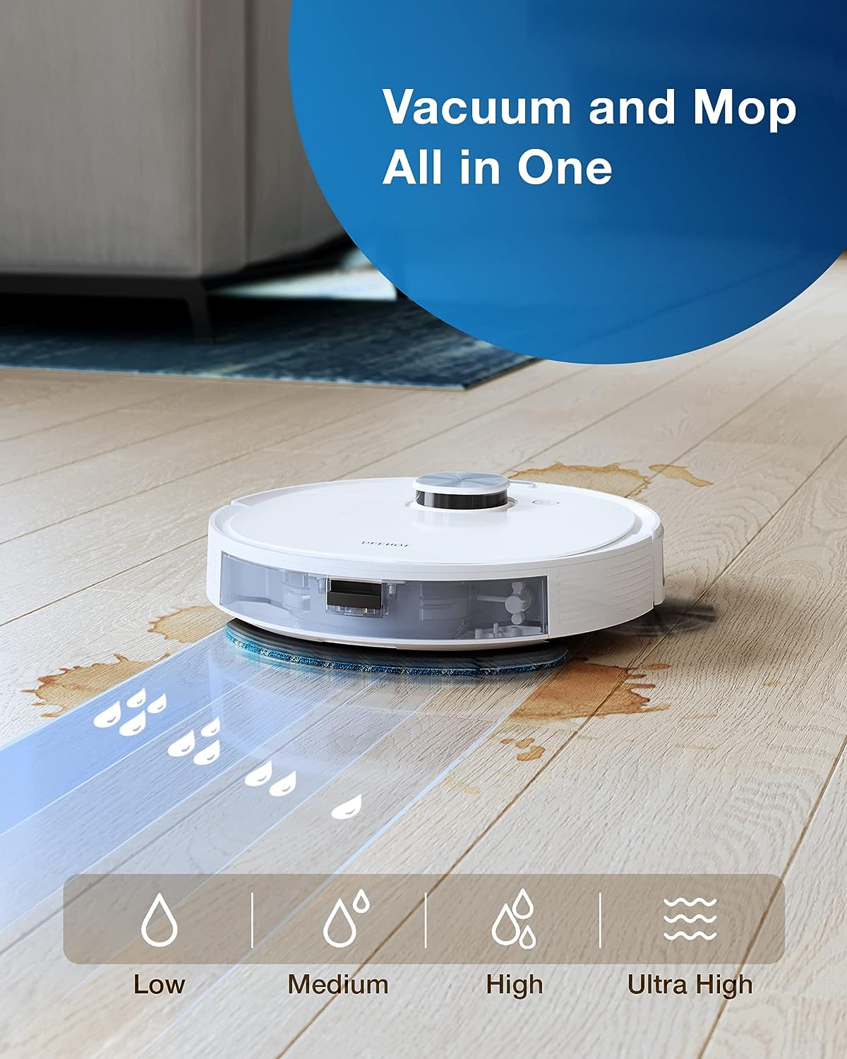 Robot Vacuum and Mop Combo with Auto-Empty Station, Hands-Free Cleaning for 60 Days, 3800Pa Suction, 330mins Max Run-time, Precision Mapping with Lidar & dToF Sensors, White