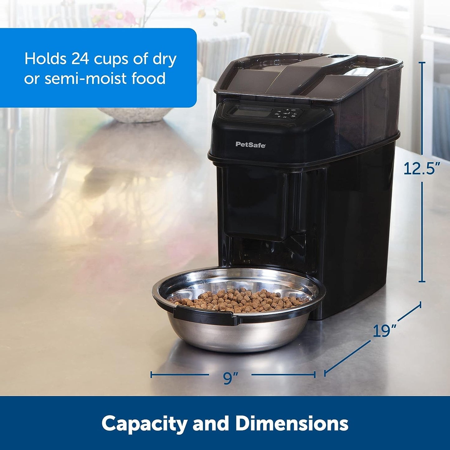 Healthy Pet Simply Feed - PetSafe Automatic Feeder - Headquartered in Knoxville, TN - Automatic Dog Feeder from the Engineers of the Smart Feed & Dancing Dot - 1-Year Comprehensive Protection Plan,Black