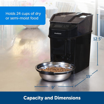 Healthy Pet Simply Feed - PetSafe Automatic Feeder - Headquartered in Knoxville, TN - Automatic Dog Feeder from the Engineers of the Smart Feed & Dancing Dot - 1-Year Comprehensive Protection Plan,Black