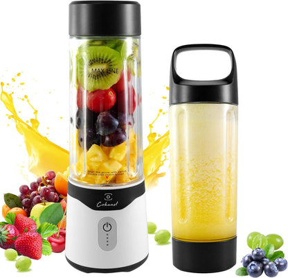 Portable Blender, Vaeqozva USB Rechargeable Smoothie on the Go Blender Cup  with Straws, Protein Shakes Fruit Mini Mixer for Home, Sport, Office