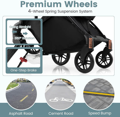 BABY JOY 2 in 1 Baby Stroller, Folding High Landscape Pushchair with Bassinet Mode, Convertible Infant Stroller w/Reversible Seat, Adjustable Canopy, Backrest & Footrest for 0-36 Months (Black)