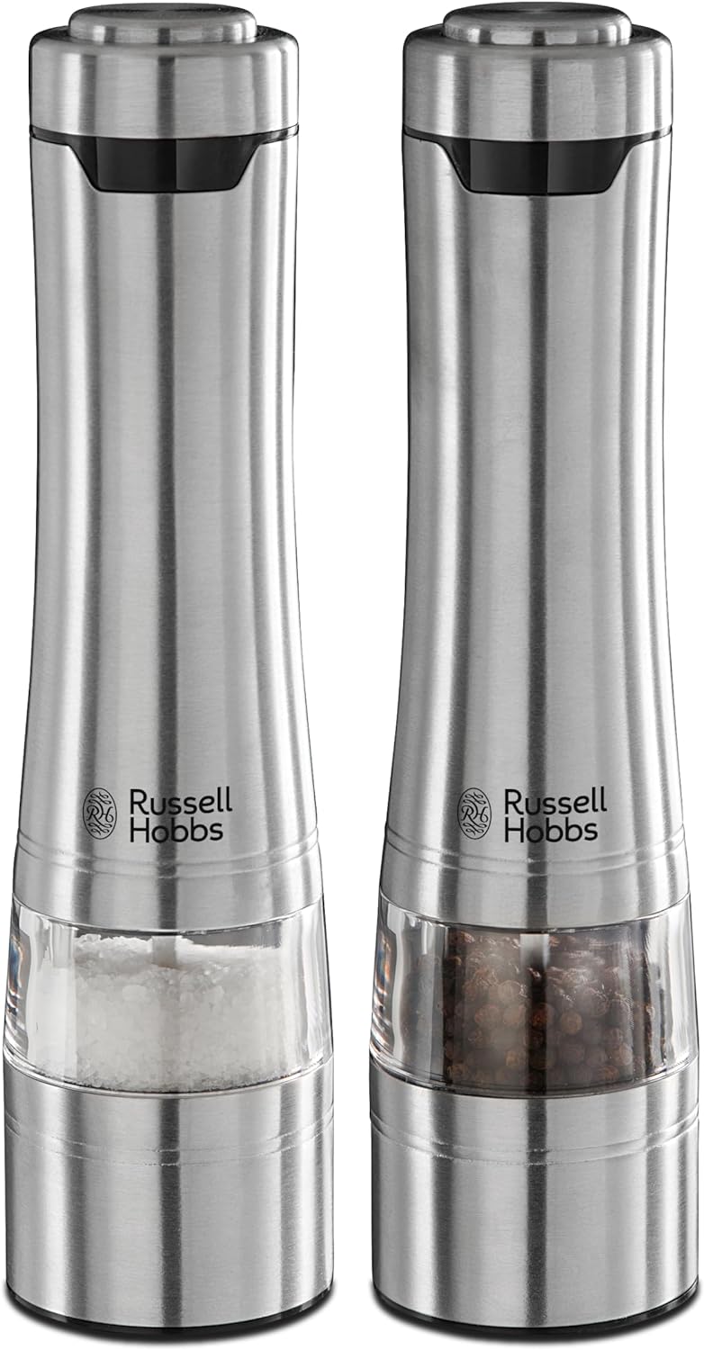 Russell Hobbs Battery Powered Salt and Pepper Grinders 23460-56 - Stainless Steel and Silver