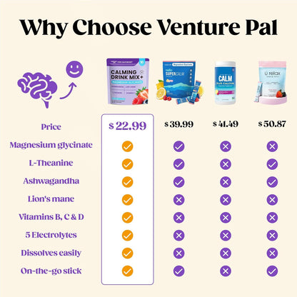 Venture Pal Calming Powdered Drink Mix, Magnesium Glycinate,sugar free