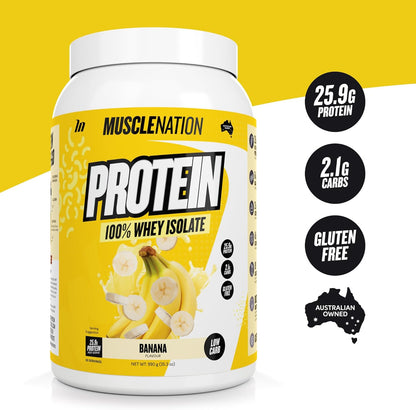 Muscle Nation Banana Flavour Whey Protein Isolate 990g (30 Serves)