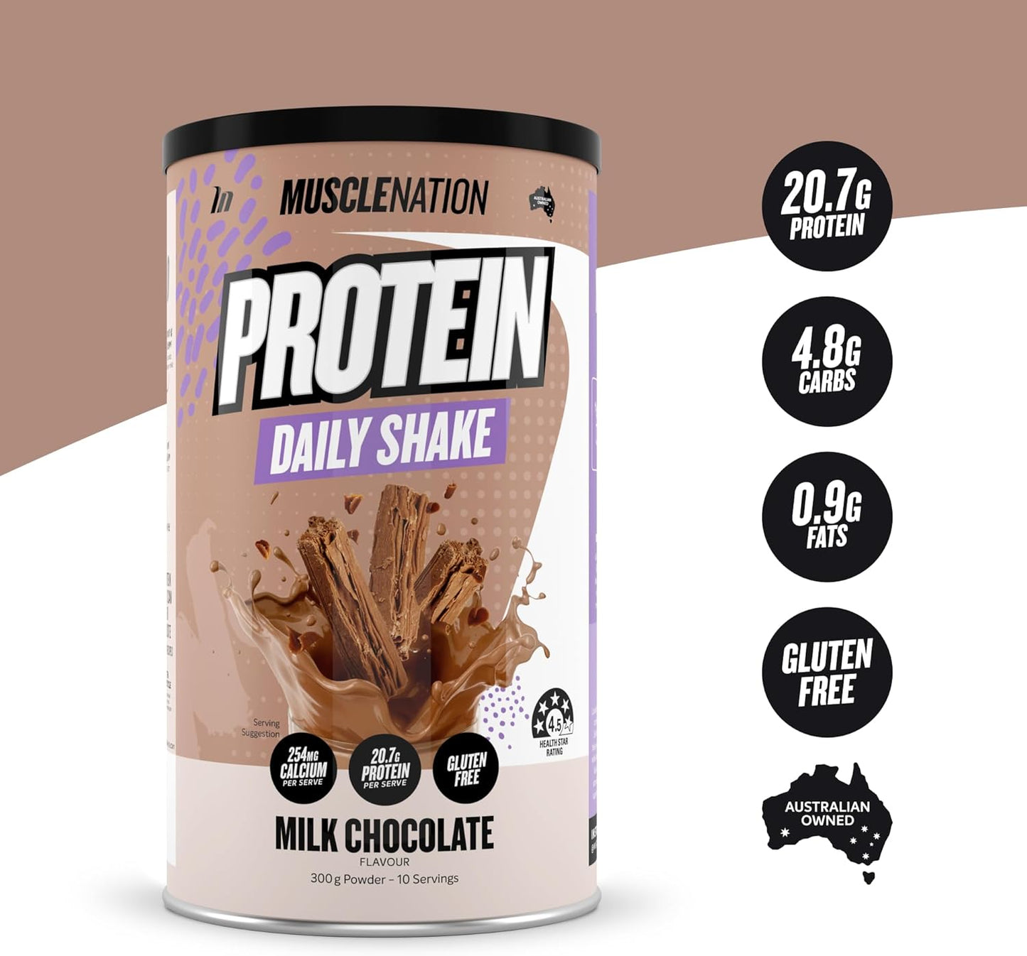 Muscle Nation Milk Chocolate Daily Shake - Protein Powder- 300g (10 Serves)