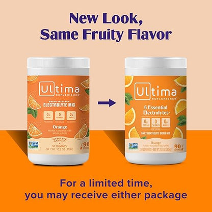 Ultima Replenisher Mocktini Electrolyte Drink Mix – Peach Bellini, 90 Servings – Hydration Powder with 6 Key Electrolytes & Trace Minerals – Keto Friendly, Non- GMO & Sugar-Free Electrolyte Powder