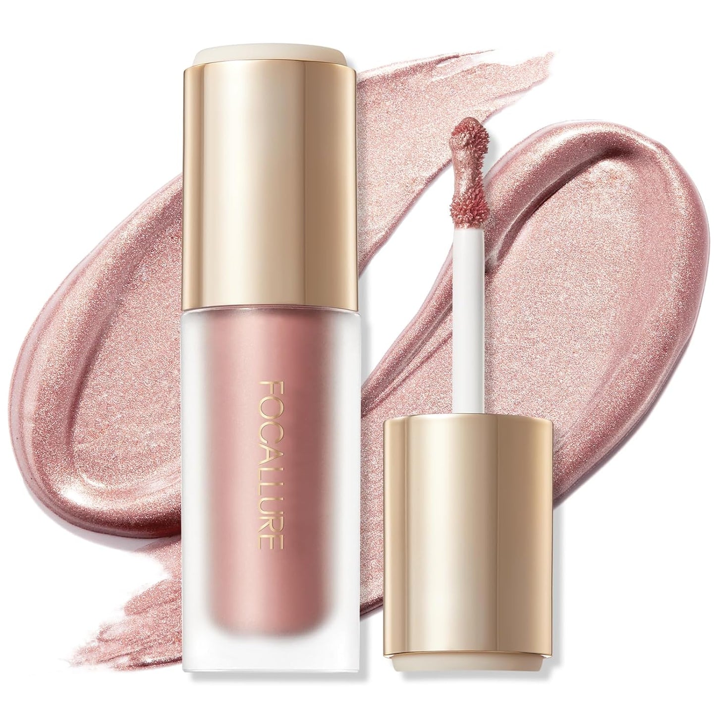 FOCALLURE Shimmer Liquid Highlighter, Smooth Cream Formula and Non-greasy Finish,Delivers a Natural Glow, Long Lasting Waterproof Illuminator Highlighter Face Enhancing Makeup,Vibrations