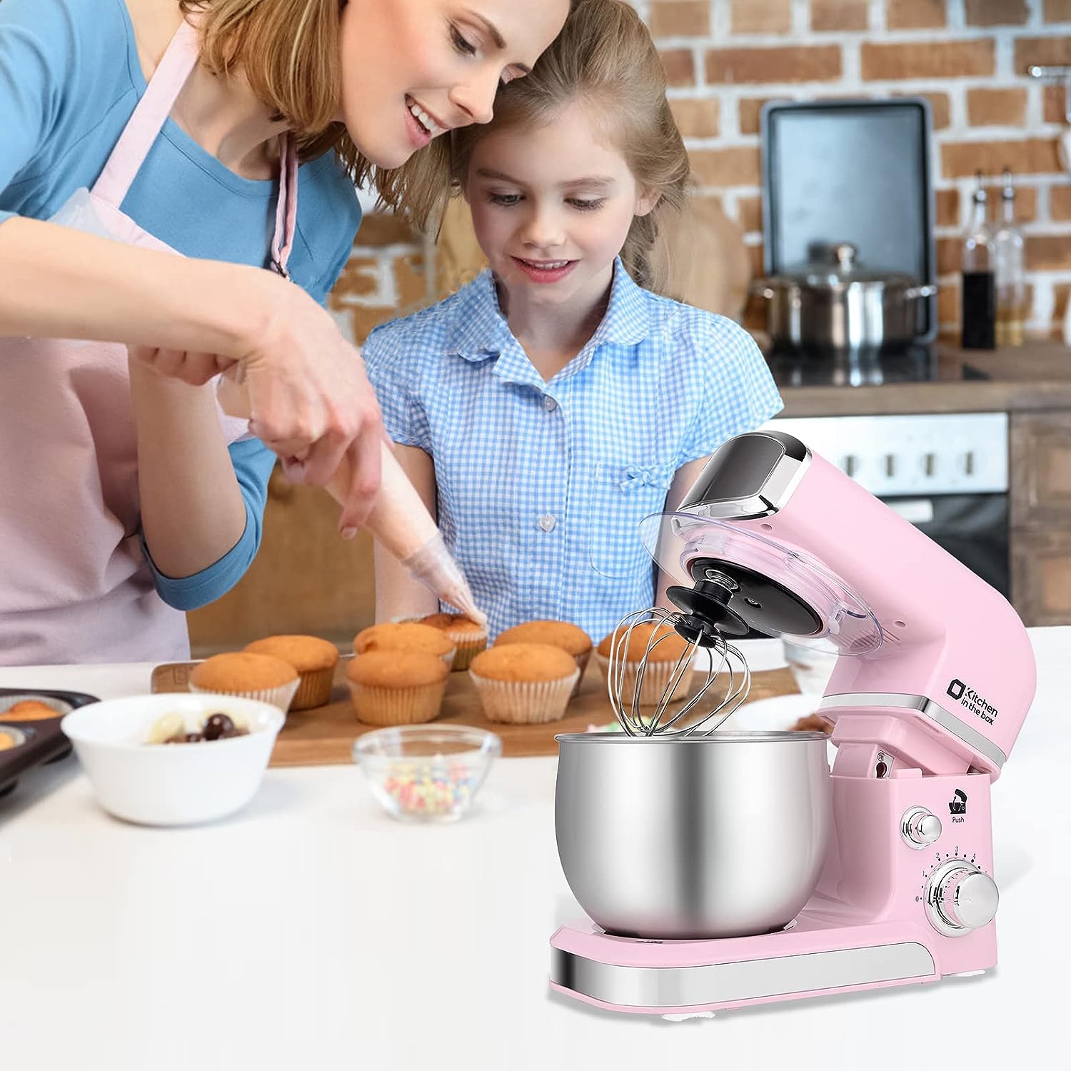 Kitchen in the box Stand Mixer,3.2Qt Small authentic Electric Food Mixer,6 Speeds Portable