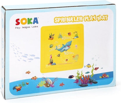 SOKA Play Imagine Learn SOKA Large Square Sprinkle and Splash Water Play Mat Sprinkler Pad Summer Spray Inflatable Toy for Kids Outdoor Garden Family Activities - Yellow One Size
