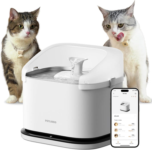 PETLIBRO RFID Smart App Monitoring Cat Water Fountain, 101oz/3L Large Dockstream Pet Fountain for Multi-Pets with Mini Collar Tag, 2.4G Wi-Fi Automatic Cat