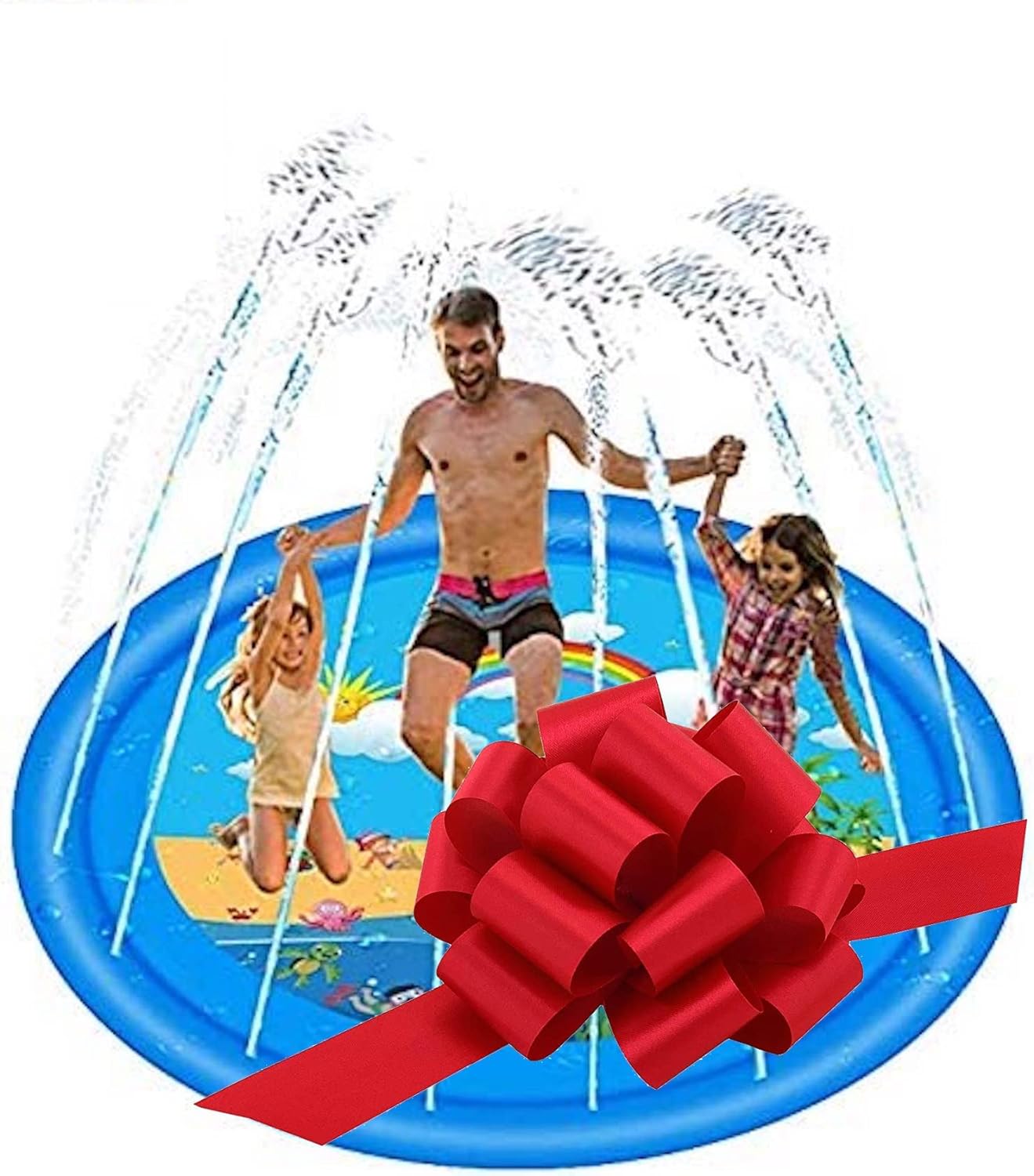 🌈🔆🏖️ 🇦🇺 172cm Rainbow Splash Pad, Sprinkler for Kids, Outdoor Swimming Pool Water Toys Fun for Kids, Toddlers, Boys, Girls, Children…