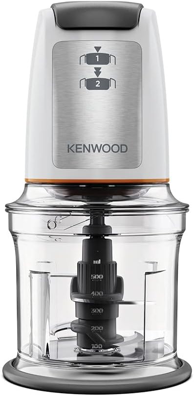 Kenwood Easy Chop Chopper, 0.5L Bowl, 2 Speeds, Quad Blade System, Anti-slip ring for Food Chopper Stability, 500W, CHP61.100WH, Dishwasher Safe, White