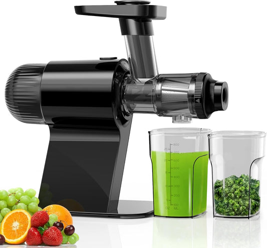 Keenray Cold Press Juicer, Masticating Juicer Machines, Celery Juicer with Quiet Motor Reverse Function, High Juice Yield Slow Juice Extractor for Vegetable and Fruit, Black, EL20