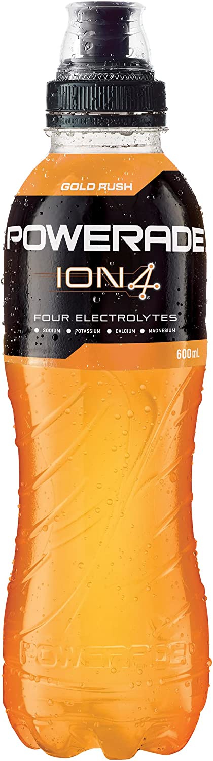 Ion4 Powerade ION4 Gold Rush Sports Drink Cap Bottles 12 x 600mL – Shopperss