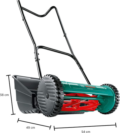 Bosch Home & Garden Manual Hand Push Cylinder Lawn Mower, 38 cm, with Grass Catcher (AHM 38G)