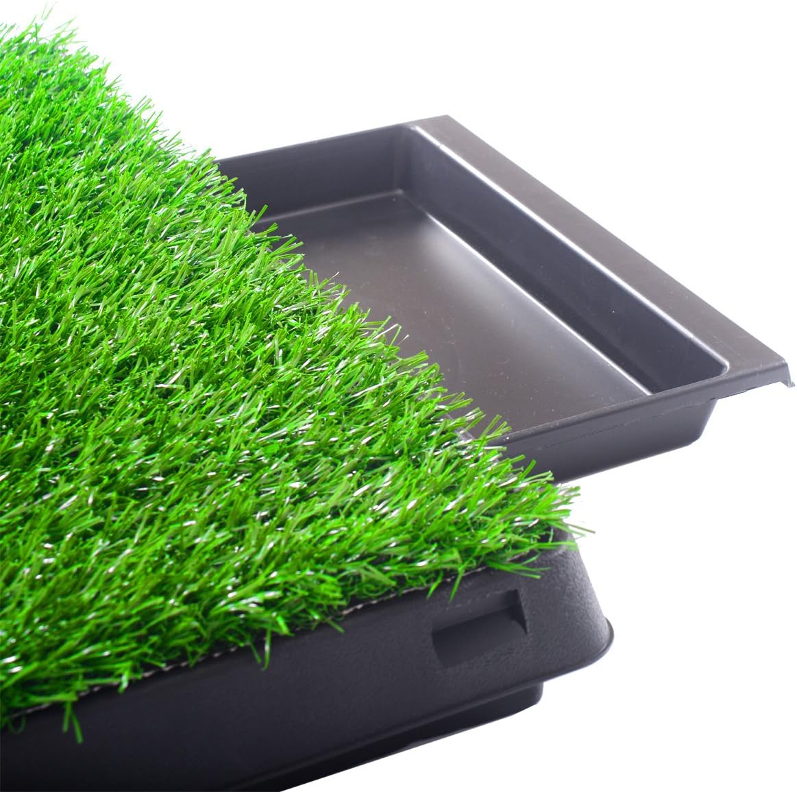 Dog Pee Grass Pad with Tray，Artificial Pet Grass Indoor Dog Potty Pet Potty Training Pads Pet Turf Outdoor Supplies Portable Bathroom, Green, 25x20x2.5inch