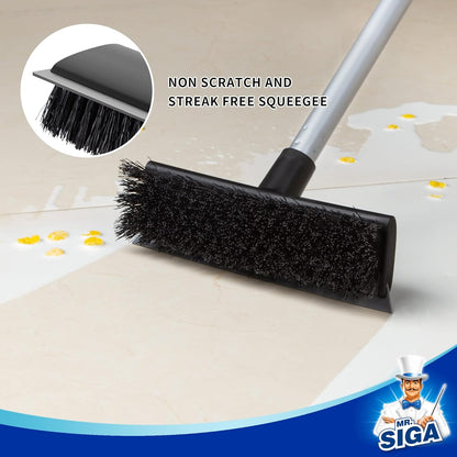 MR.SIGA Floor Scrub Brush with Long Handle, 2 in 1