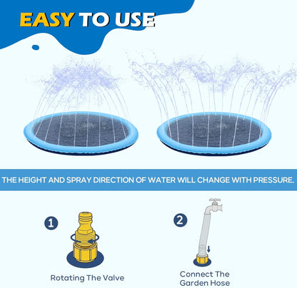 Splash Pad - Splash Pad for Kids and Dog, Dog Splash Pad, 67'' Inflatable Water Summer Pool Toys, Outdoor Play Mat for Kids & Toddlers - Navy