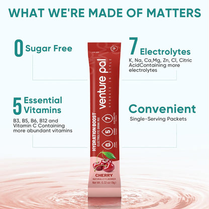 Venture Pal Sugar Free Electrolyte Powder Packets -| Non-GMO | Certified Vegan | 16 Sticks