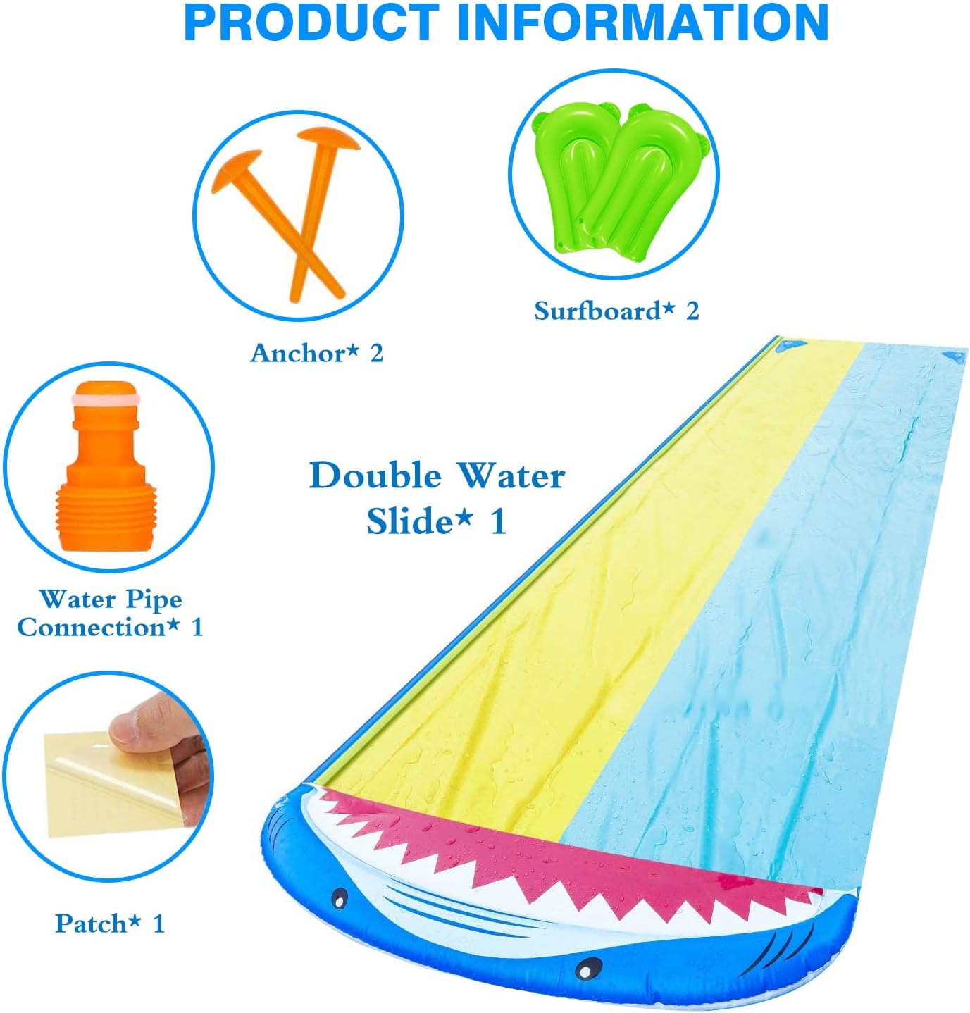 Cynamus Water Slide with 2 Bodyboards & Sprinklers for Children, Outdoor Water Toy for Summer, Garden, 480 x 140 cm