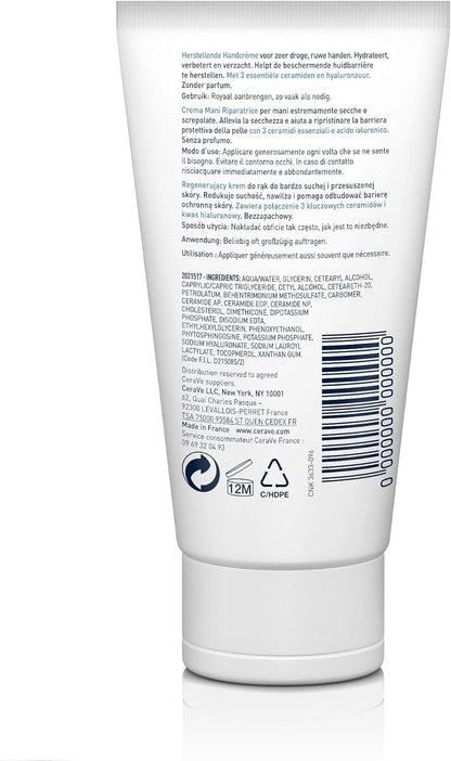CeraVe Regenerating hand cream for extremely dry, rough hands, with hyaluronic and 3 essential ceramides, 2 x 50 ml