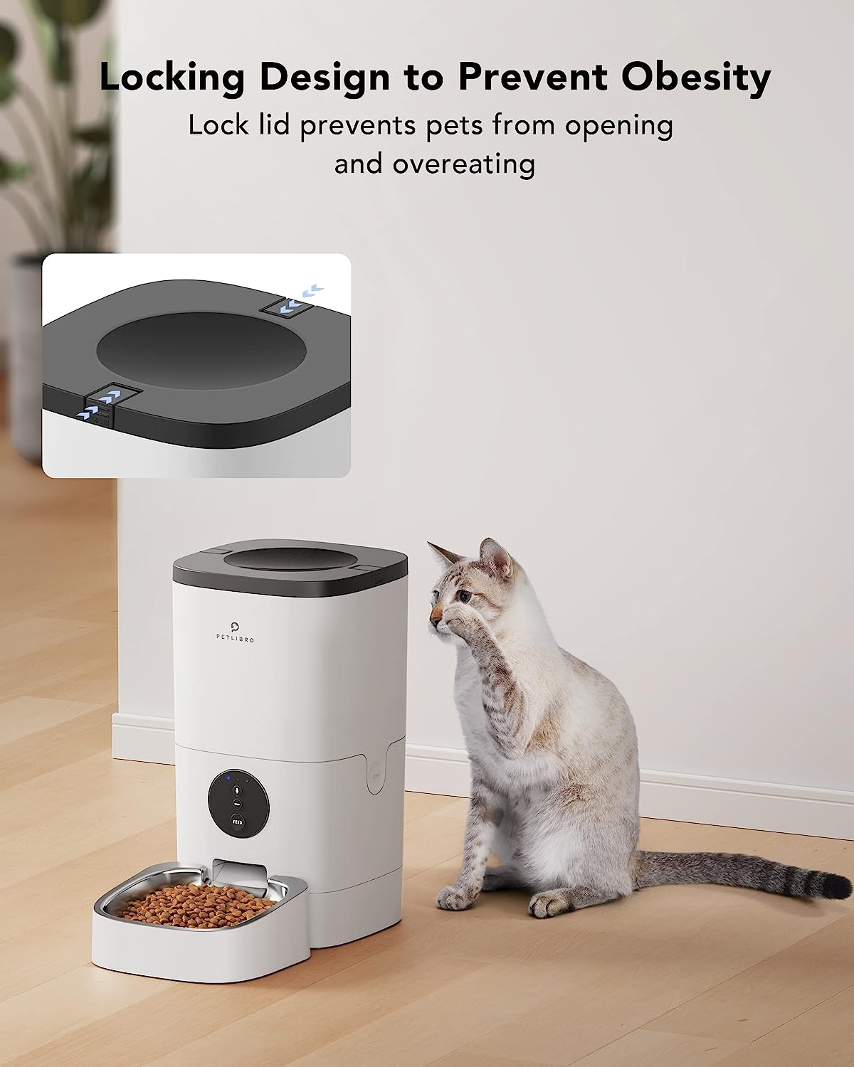 Automatic Dog Feeder, 6L Dog Food Dispenser with Customize Feeding Schedule, WiFi with Timer Interactive Voice Recorder, 6L