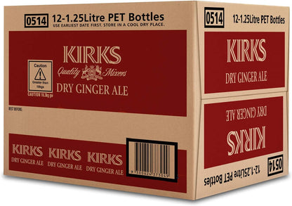 Kirks Dry Drinking Ginger Ale Soft Drink Multipack Bottles 12 x 1.25L