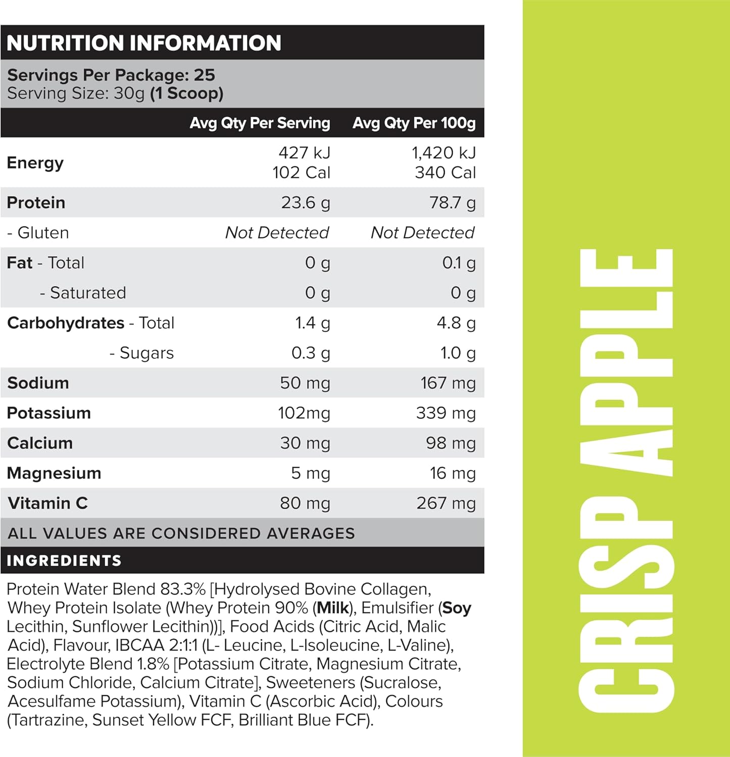 Muscle Nation Crisp Apple Protein Water 750g (25 Serves)
