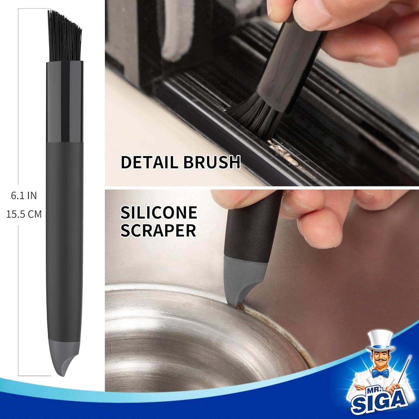 MR.SIGA Grout Cleaner Brush Set, Detail Cleaning Brush Set