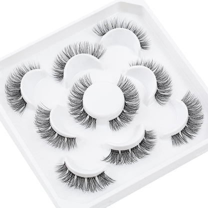 Eyelashes Russian Volume Fluffy Strip Lashes 5 Pairs Manga Natural looking Wispy C/D Curly False Eyelashes