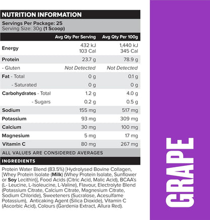 Muscle Nation Grape Protein Water 750g (25 Serves)