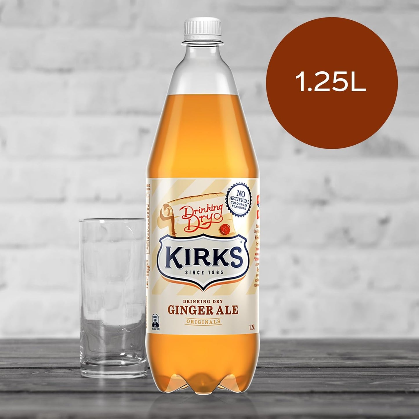 Kirks Dry Drinking Ginger Ale Soft Drink Multipack Bottles 12 x 1.25L