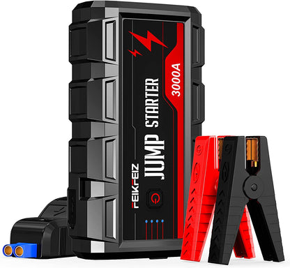 FEIKFEIZ Car Jump Starter, 3000A Peak 24800mAh 12V Car Battery Starter(Up to All Gas, 9.0L Diesel Engine)