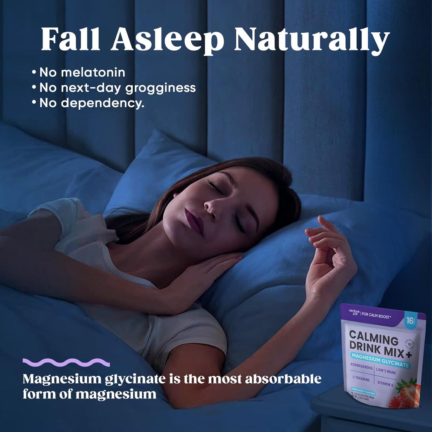 Venture Pal Calming Powdered Drink Mix, Magnesium Glycinate,sugar free