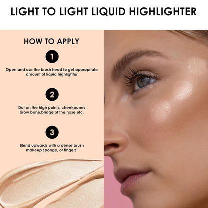 FOCALLURE Shimmer Liquid Highlighter, Smooth Cream Formula and Non-greasy Finish,Delivers a Natural Glow, Long Lasting Waterproof Illuminator Highlighter Face Enhancing Makeup,Desire Oxygen