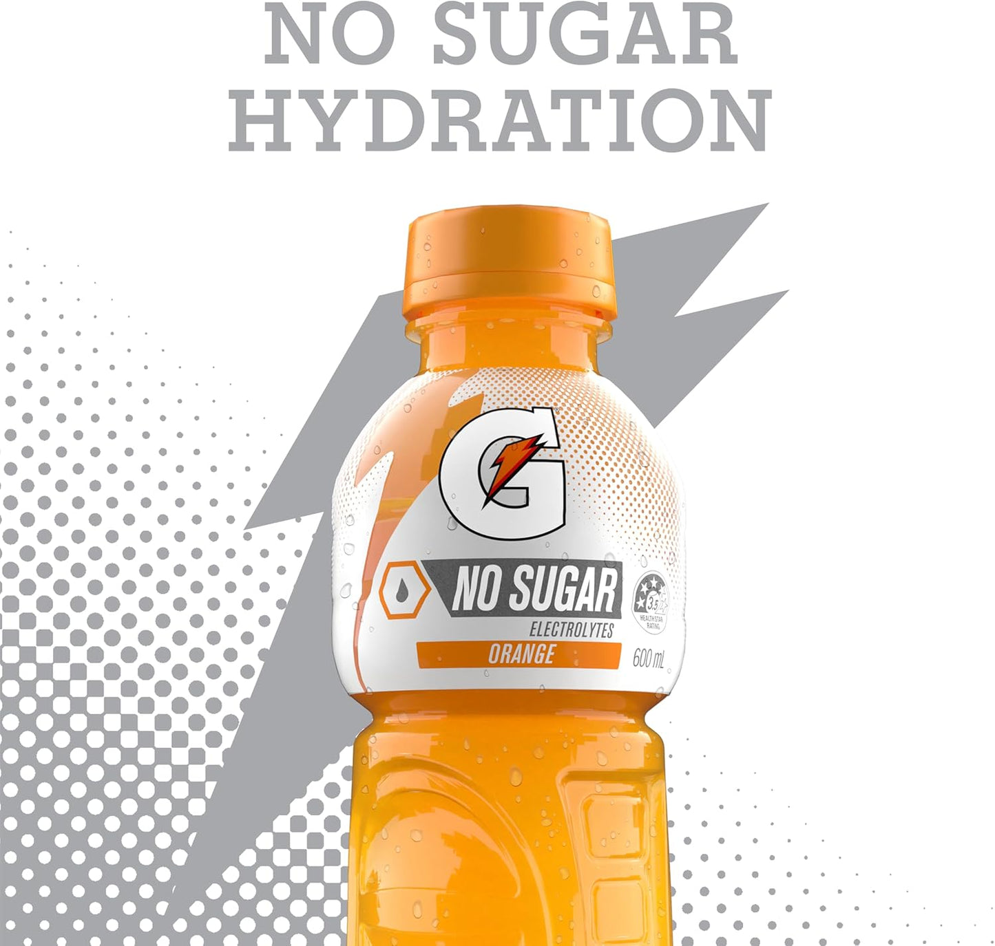 Gatorade No Sugar Orange Sports Drink 12 x 600ml Bottle