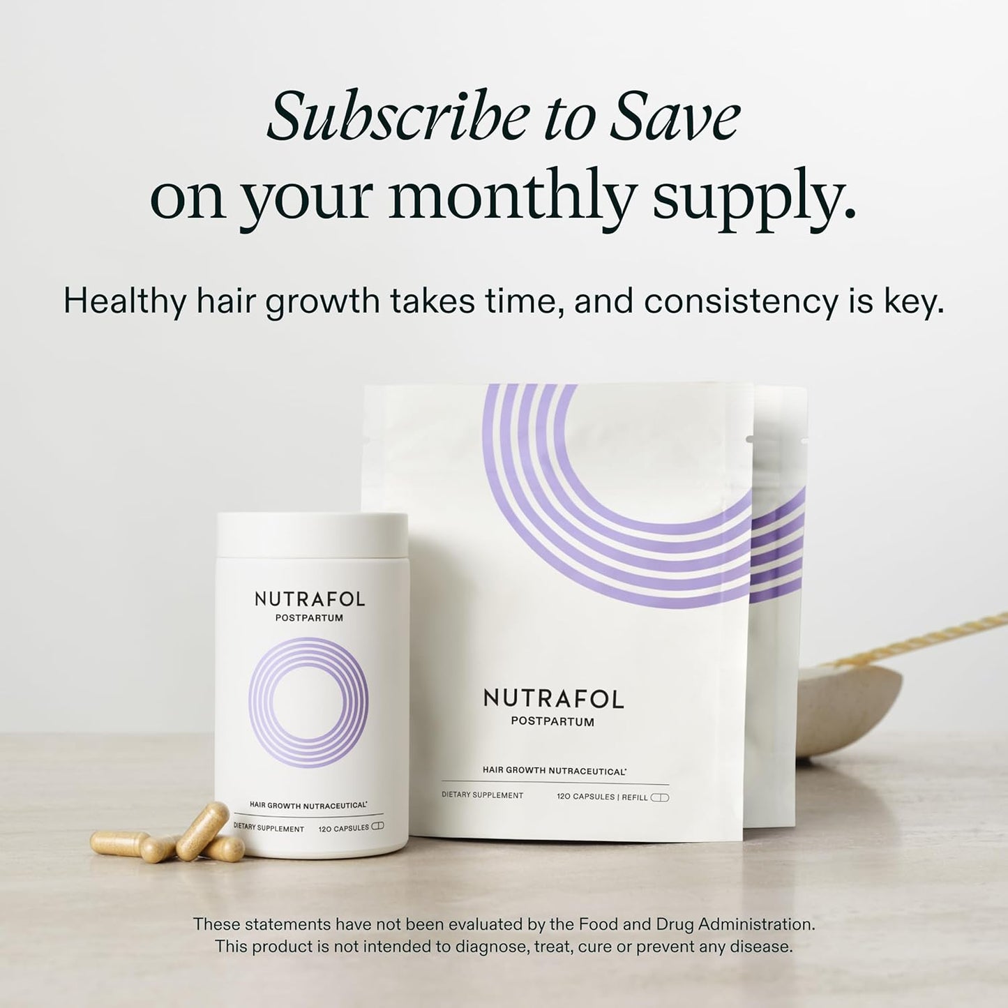 Nutrafol Postpartum Hair Growth Supplements, Clinically Tested for Visibly Thicker Hair