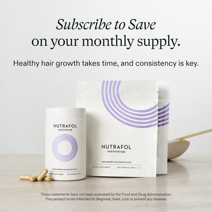 Nutrafol Postpartum Hair Growth Supplements, Clinically Tested for Visibly Thicker Hair