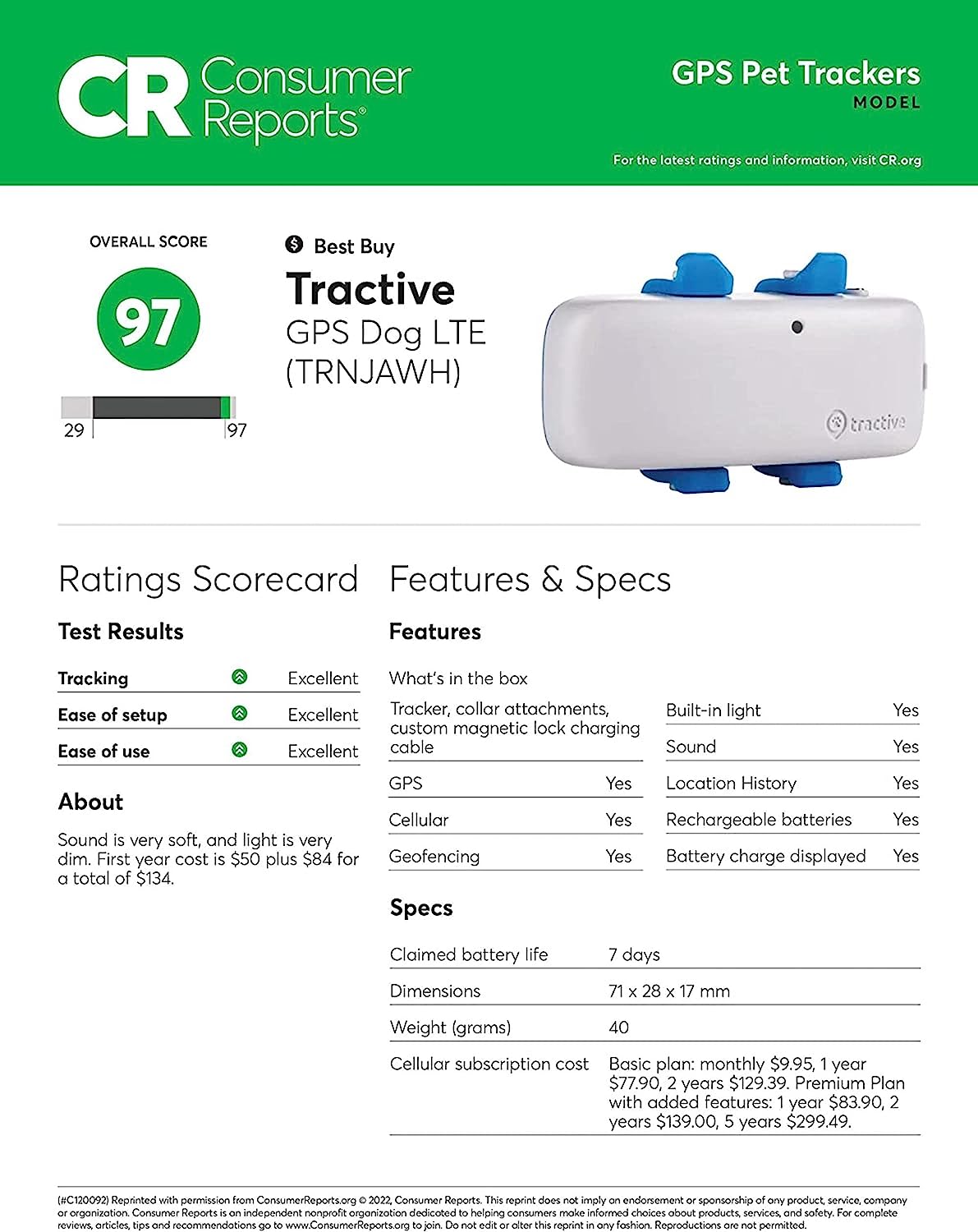 Tractive GPS Tracker for Dogs - Waterproof, GPS Location & Smart Pet Activity Tracker